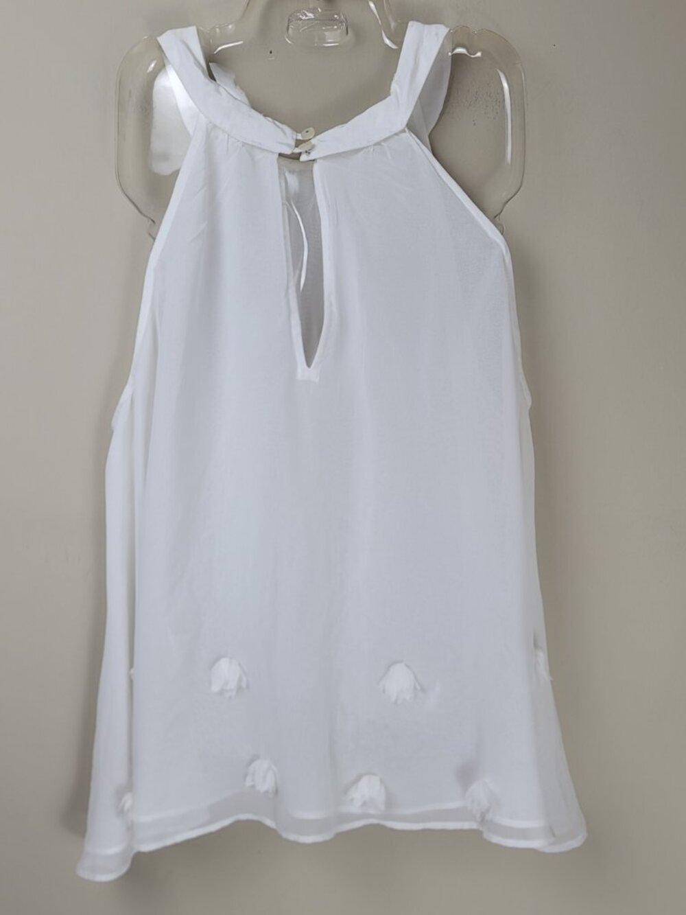 Free People Sheer Floral High Neck Tank Top White Boho Romantic Feminine Flowy - Picture 4 of 10